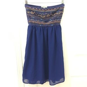 Embroidered Strapless Dress